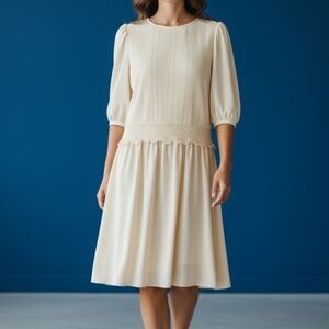 Cue Ivory/ Off White Long Sleeve Dress 6630